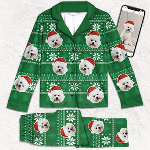 Christmas Is Coming Aztec Pattern - Dog & Cat Personalized Custom Face Photo Pajamas - Upload Image, Christmas Gift For Pet Owners, Pet Lovers