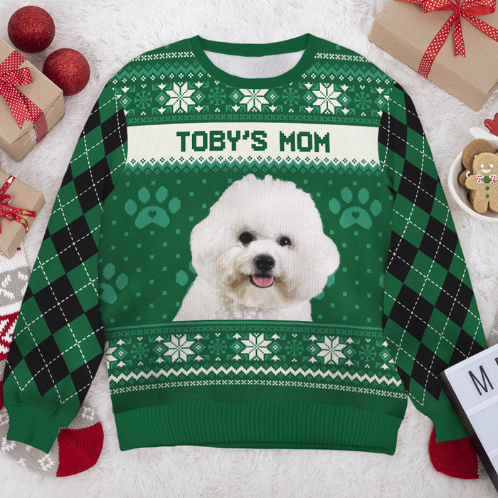Je suis une maman de chien - Sweat-shirt de Noël unisexe personnalisé, sweat-shirt en laine, sweat-shirt imprimé intégral - Télécharger une image, cadeau pour les amoureux des animaux, cadeau de Noël