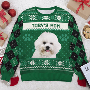 Je suis une maman de chien - Sweat-shirt de Noël unisexe personnalisé, sweat-shirt en laine, sweat-shirt imprimé intégral - Télécharger une image, cadeau pour les amoureux des animaux, cadeau de Noël