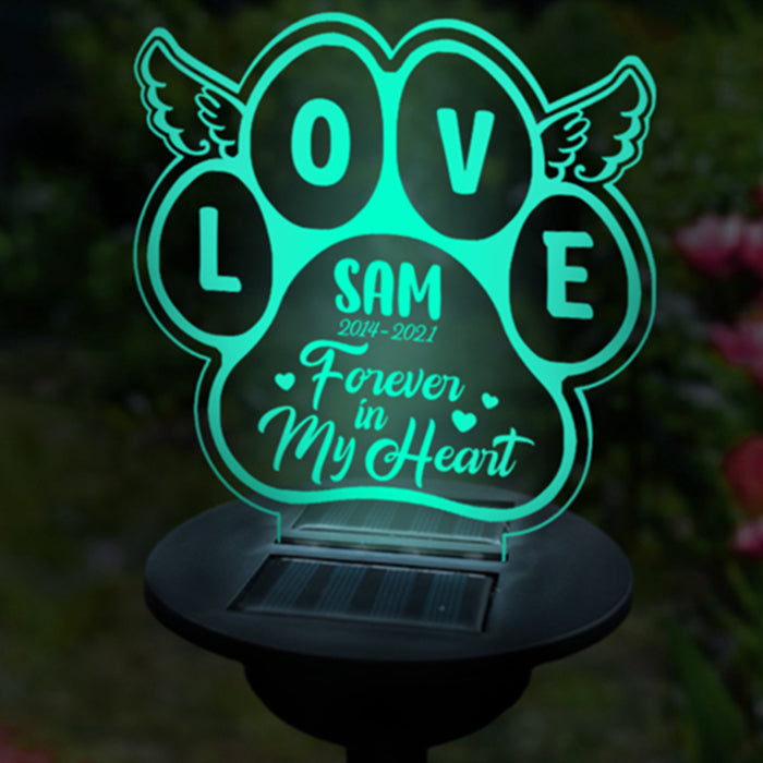 Pour toujours dans mon cœur - Lampe solaire de jardin commémorative personnalisée - Cadeau commémoratif, cadeau de condoléances