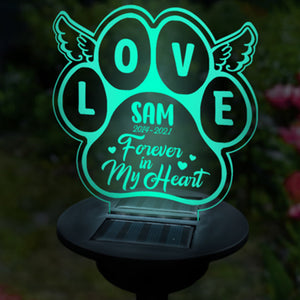 Pour toujours dans mon cœur - Lampe solaire de jardin commémorative personnalisée - Cadeau commémoratif, cadeau de condoléances