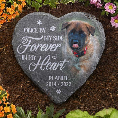 Custom Photo Heart Shaped Memorial Stone - Personalized Pet Memorial Sympathy Gifts For Dogs, Cats - Always My Friend, Now My Angel