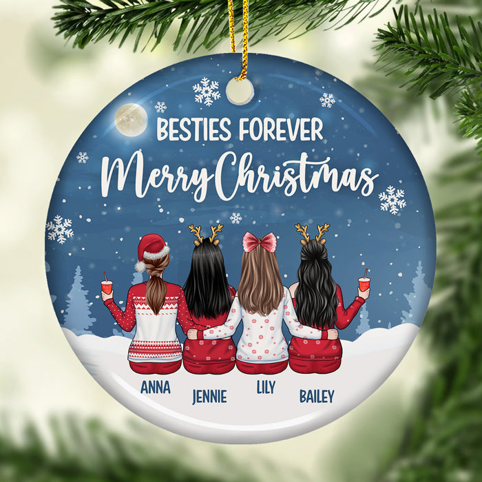 Nous sommes les meilleurs amis pour toujours Joyeux Noël - Décoration de Noël en céramique ronde personnalisée - Cadeau pour meilleure amie, meilleure amie, sœur, cadeau d'anniversaire pour meilleure amie et amie, cadeau de Noël