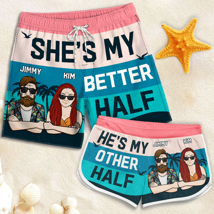 Tu es ma meilleure moitié - Short de plage personnalisé pour couple - Cadeau pour couple, mari et femme