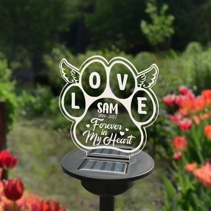 Pour toujours dans mon cœur - Lampe solaire de jardin commémorative personnalisée - Cadeau commémoratif, cadeau de condoléances