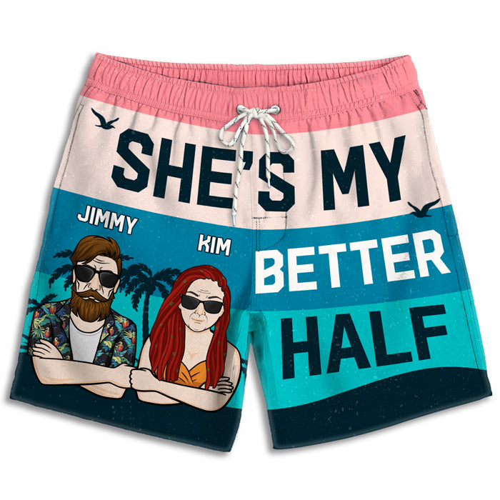 Tu es ma meilleure moitié - Short de plage personnalisé pour couple - Cadeau pour couple, mari et femme