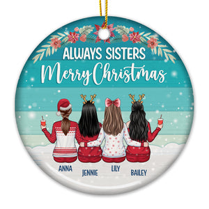 Joyeux Noël, toujours sœurs ! Décoration de Noël ronde personnalisée en céramique ! Cadeau pour meilleure amie, sœur, anniversaire, Noël