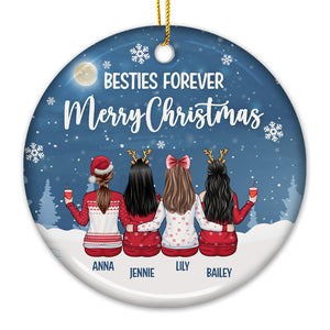 Nous sommes les meilleurs amis pour toujours Joyeux Noël - Décoration de Noël en céramique ronde personnalisée - Cadeau pour meilleure amie, meilleure amie, sœur, cadeau d'anniversaire pour meilleure amie et amie, cadeau de Noël