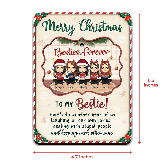 Joyeux Noël, une autre année où nous sommes meilleurs amis - Carte de Noël personnalisée en bois avec ornement amovible - Cadeau pour meilleure amie, meilleure amie, sœur, cadeau d'anniversaire pour meilleure amie et amie, cadeau de Noël