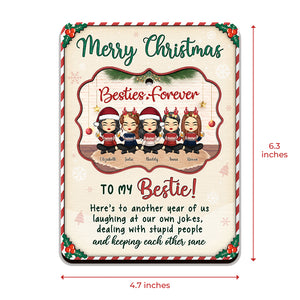 Joyeux Noël, une autre année où nous sommes meilleurs amis - Carte de Noël personnalisée en bois avec ornement amovible - Cadeau pour meilleure amie, meilleure amie, sœur, cadeau d'anniversaire pour meilleure amie et amie, cadeau de Noël