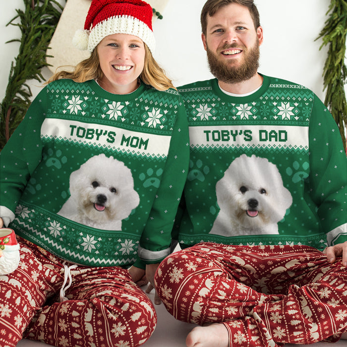 Je suis une maman de chien - Sweat-shirt de Noël unisexe personnalisé, sweat-shirt en laine, sweat-shirt imprimé intégral - Télécharger une image, cadeau pour les amoureux des animaux, cadeau de Noël