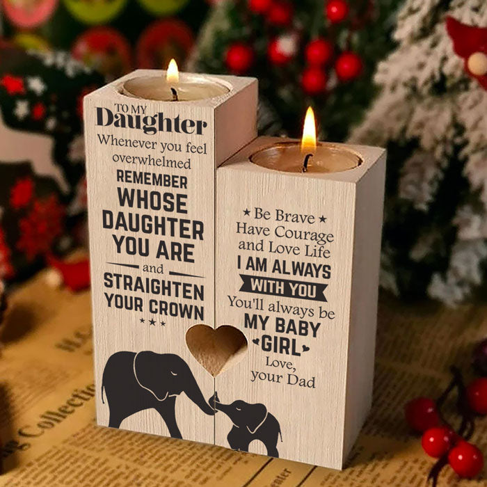 Redressez votre couronne, ma petite fille ! Bougeoir familial ! Cadeau de Noël pour fille de la part de papa