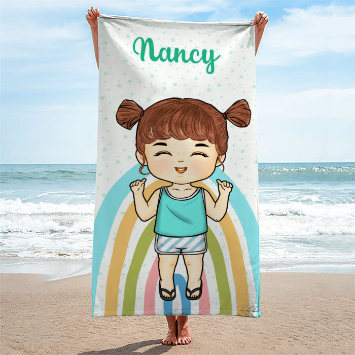 Apportez de la joie à la plage ! Serviette de plage personnalisée pour enfant ! Cadeau de Noël pour enfants
