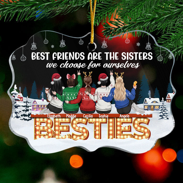 Les meilleures amies sont sœurs - Décoration de Noël personnalisée en acrylique en forme de Benelux - Cadeau pour meilleure amie, meilleure amie, sœur, cadeau d'anniversaire pour meilleure amie et amie, cadeau de Noël