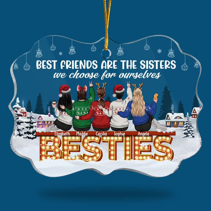 Les meilleures amies sont sœurs - Décoration de Noël personnalisée en acrylique en forme de Benelux - Cadeau pour meilleure amie, meilleure amie, sœur, cadeau d'anniversaire pour meilleure amie et amie, cadeau de Noël