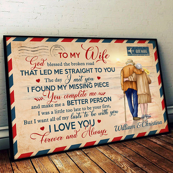 To My Wife I Love You Forever And Always - Gift For Couples, Personalized Horizontal Poster.