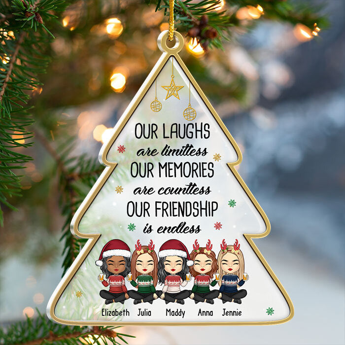 Pas seulement des amis, mais plutôt une petite bande - Décoration de Noël personnalisée en acrylique en forme de sapin de Noël - Cadeau pour meilleure amie, meilleure amie, sœur, cadeau d'anniversaire pour meilleure amie et amie, cadeau de Noël