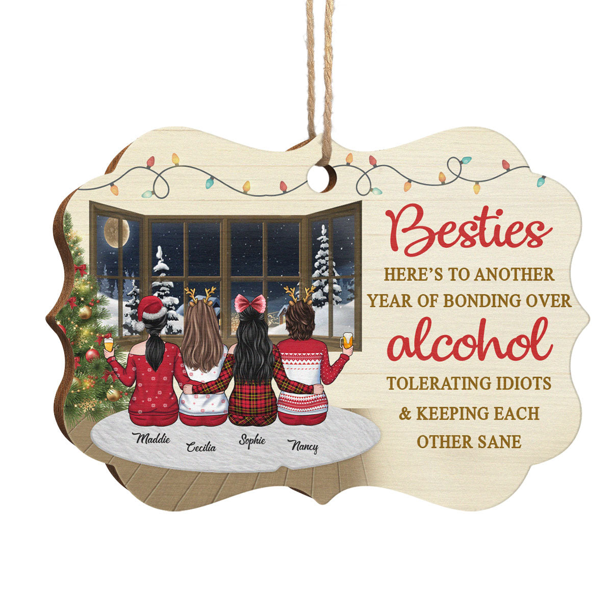 Side By Side Or Miles Apart - Personalized Custom Benelux Shaped Wood Christmas Ornament - Gift For Bestie, Best Friend, Sister, Birthday Gift For Bestie And Friend, Christmas New Arrival Gift