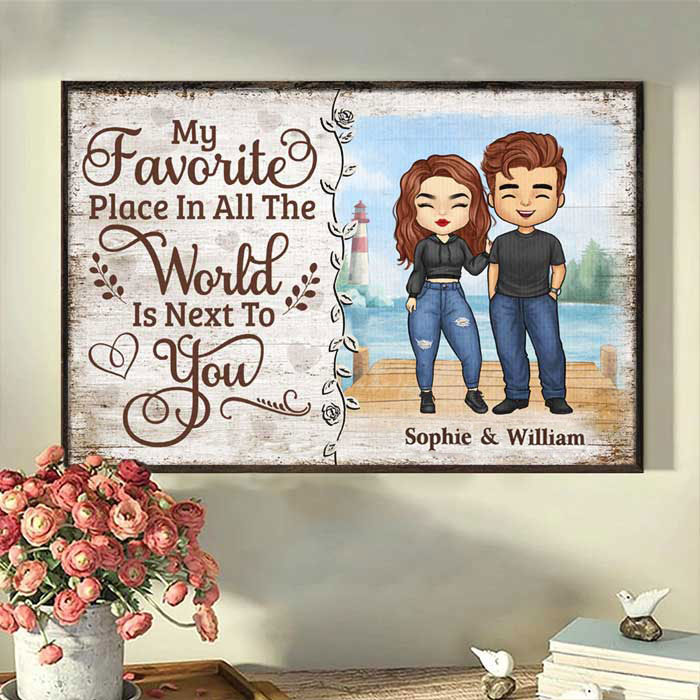 My Beloved Place Is Next To You - Gift For Couples, Personalized Horizontal Poster.