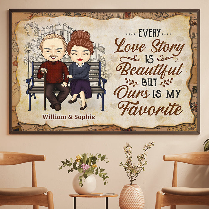 Our Love Story Is My Favorite - Gift For Couples, Personalized Horizontal Poster.
