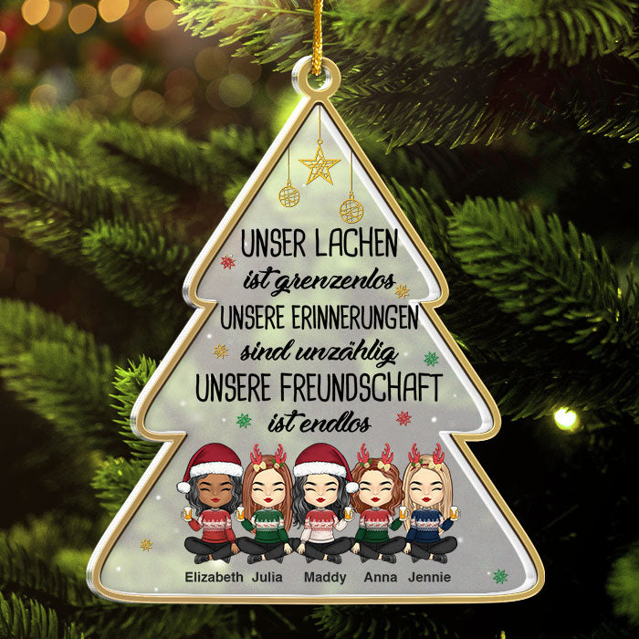 Nicht Nur Freunde, Eher Eine Kleine Bande - Ornement de Noël en acrylique en forme d'arbre de Noël personnalisé allemand - Cadeau pour meilleure amie, meilleure amie, sœur, cadeau d'anniversaire pour meilleure amie et amie, cadeau de Noël