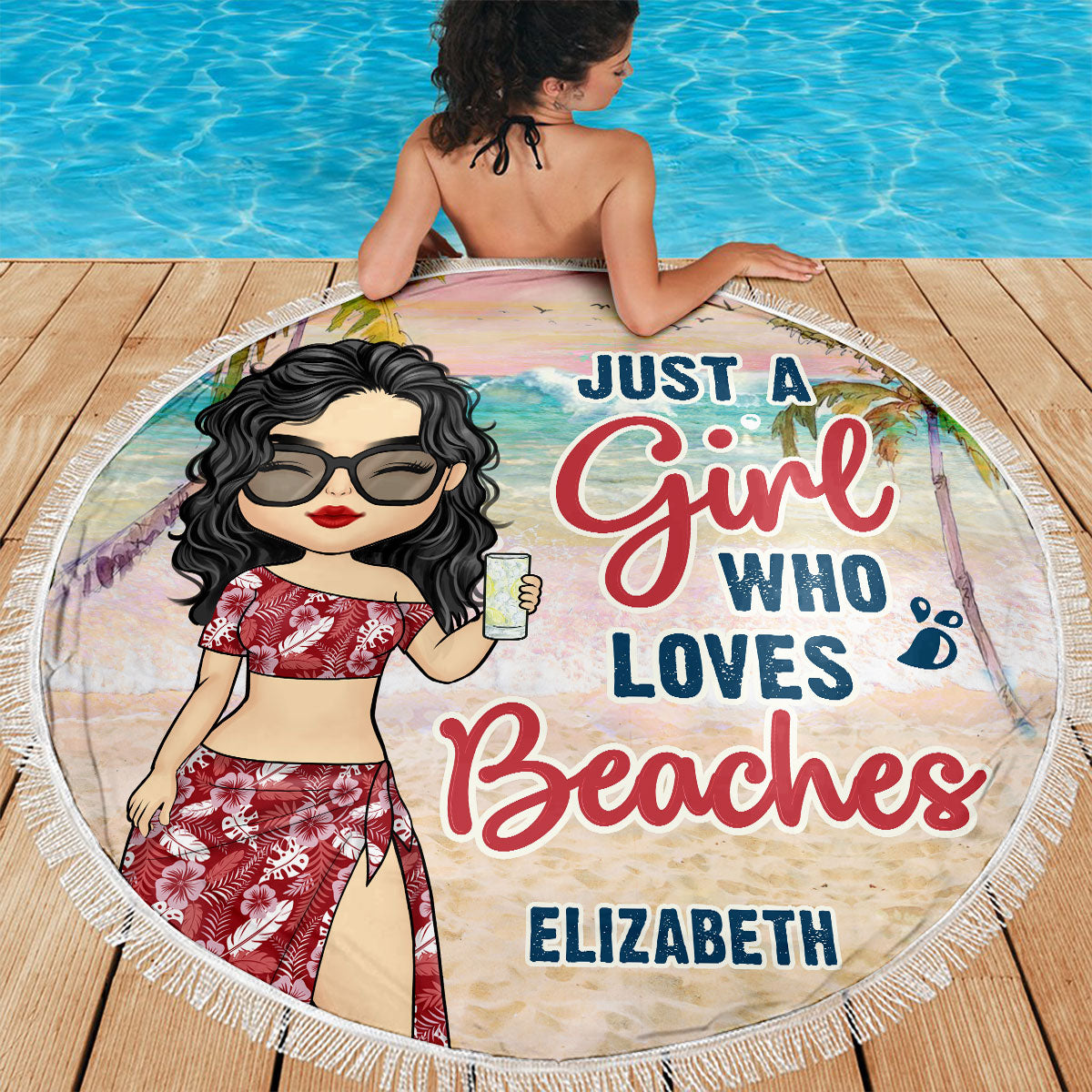 Life Is Better At The Beach - Bestie Personalized Custom Round Shaped Beach Towel - Gift For Besties, BFF, Sisters