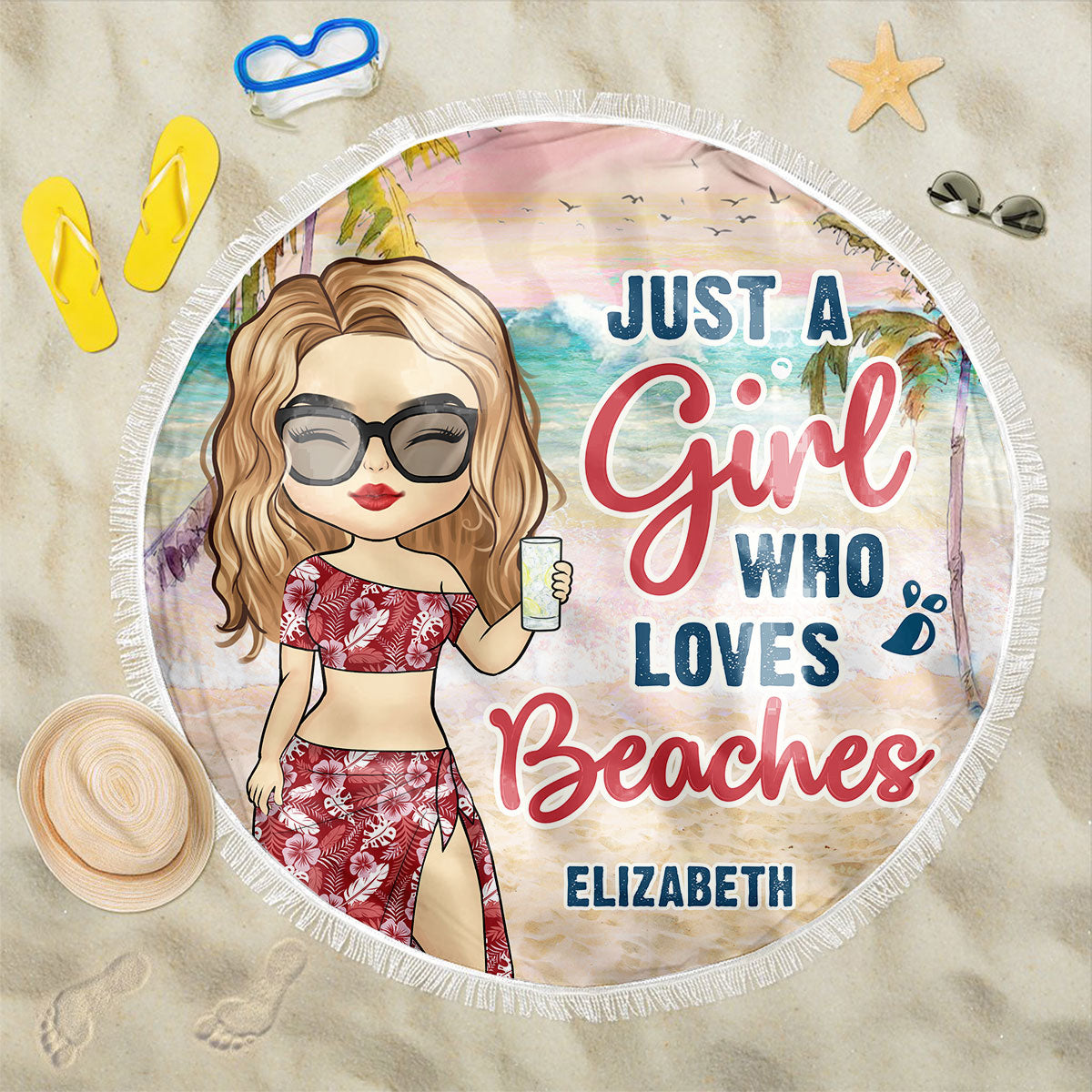 Life Is Better At The Beach - Bestie Personalized Custom Round Shaped Beach Towel - Gift For Besties, BFF, Sisters