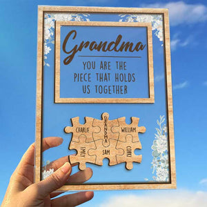 Tu es la pièce qui nous unit - Cadeau pour maman, grand-mère - Plaque acrylique personnalisée