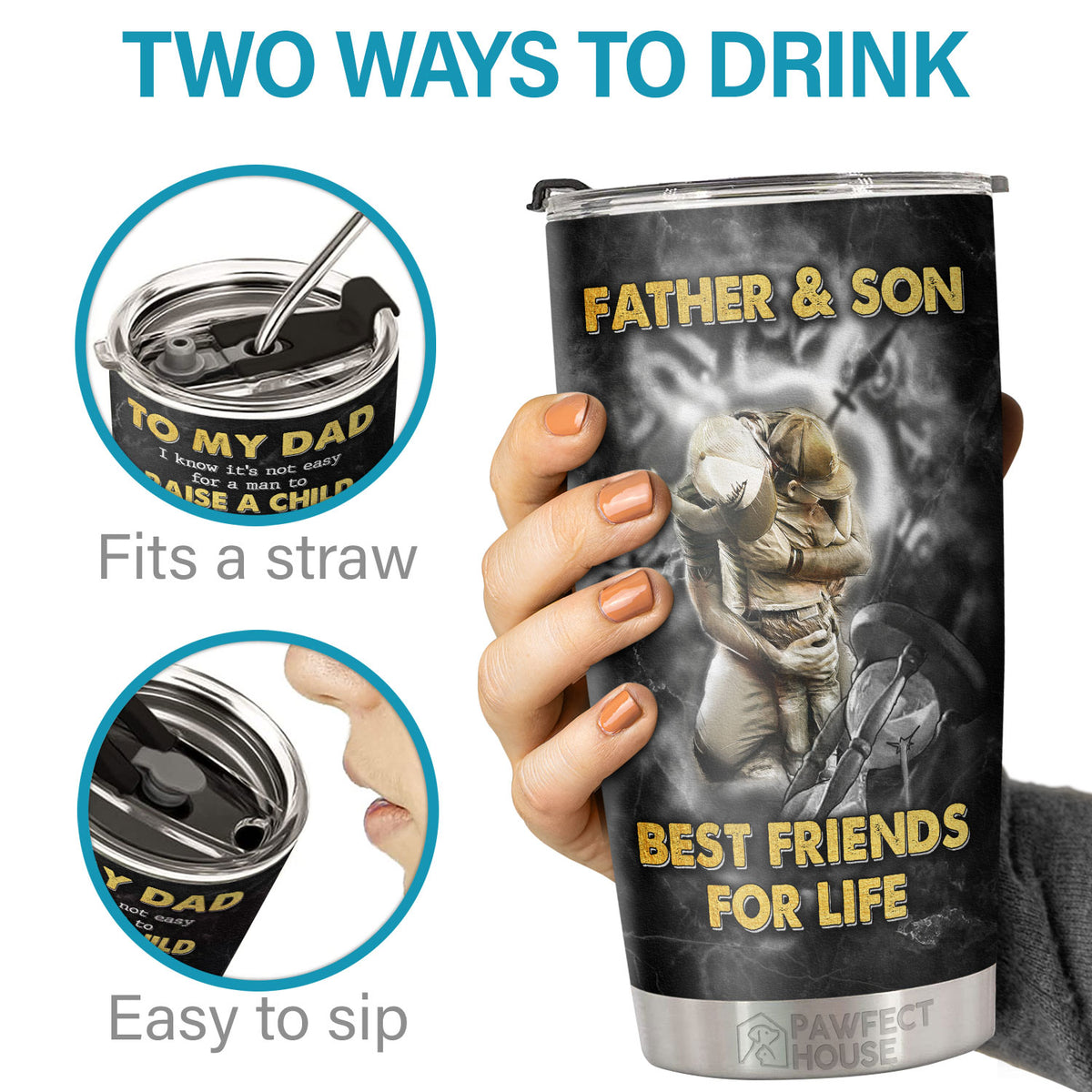 Je sais que ce n'est pas facile pour un homme d'élever un enfant - Tumbler - À mon père, cadeau pour papa, cadeau de papa de la part de sa fille et de son fils, cadeau d'anniversaire pour papa