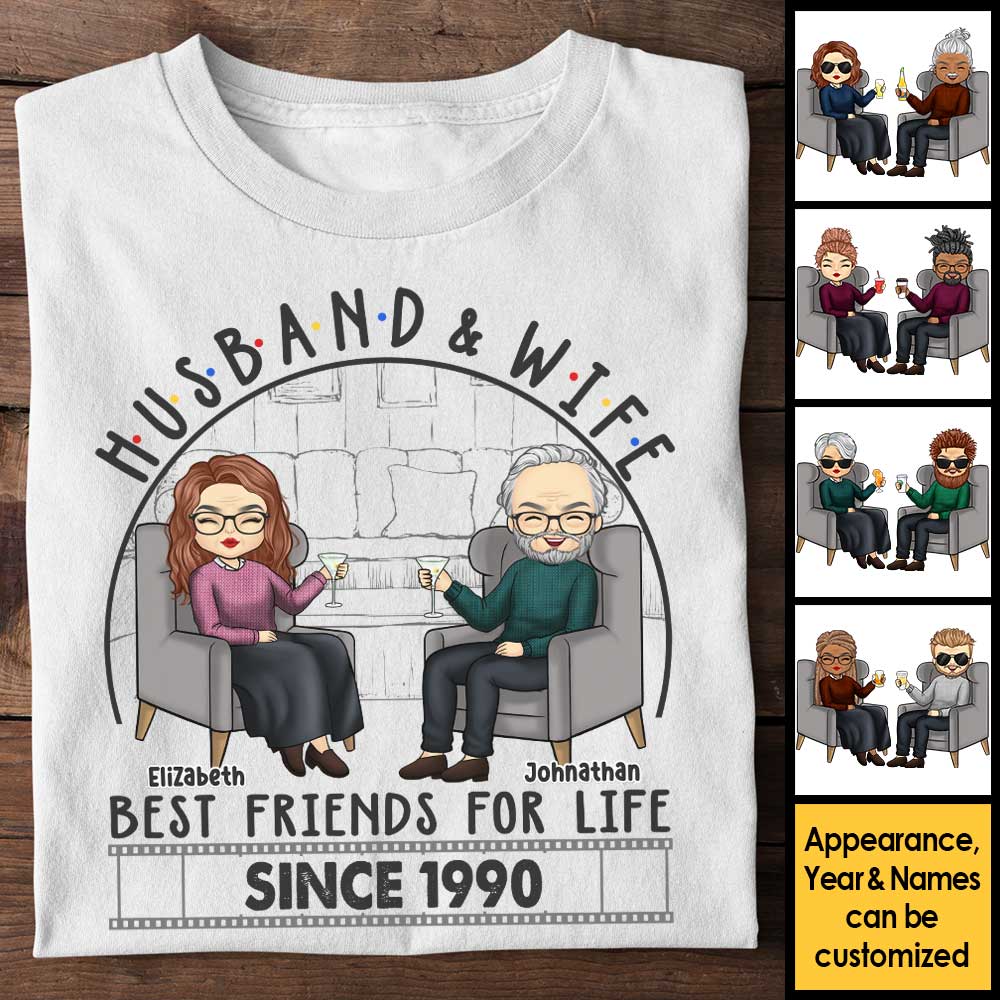 Mari et femme sont les meilleurs amis pour la vie - T-shirt unisexe personnalisé, sweat à capuche, sweat-shirt - Cadeau pour couple, mari et femme, anniversaire, fiançailles, mariage, cadeau de mariage