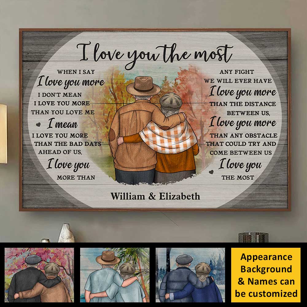 Je t'aime plus que tout - Affiche horizontale personnalisée - Cadeau pour couple, mari et femme
