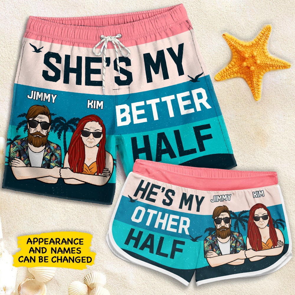 Tu es ma meilleure moitié - Short de plage personnalisé pour couple - Cadeau pour couple, mari et femme