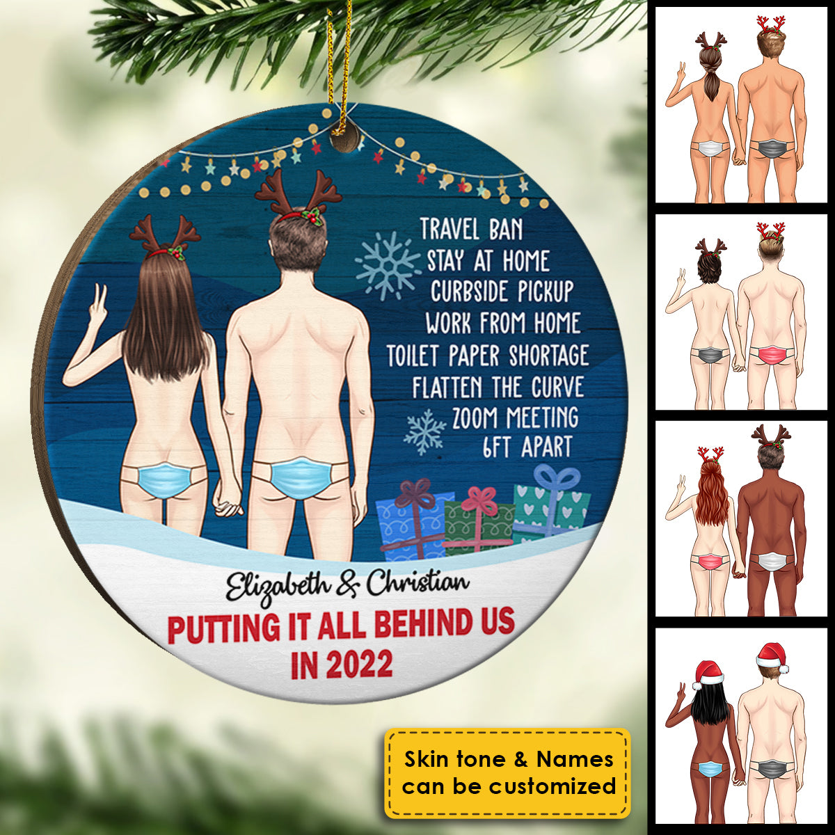 Mettre tout cela derrière nous - Cadeau pour couples, mari et femme, décoration de Noël ronde en bois personnalisée
