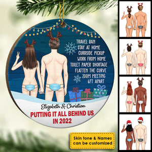 Mettre tout cela derrière nous - Cadeau pour couples, mari et femme, décoration de Noël ronde en bois personnalisée