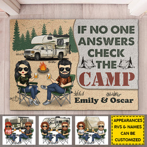 Si personne ne répond, vérifiez le camp ! Tapis décoratif personnalisé ! Cadeau pour couple, cadeau pour les amoureux du camping