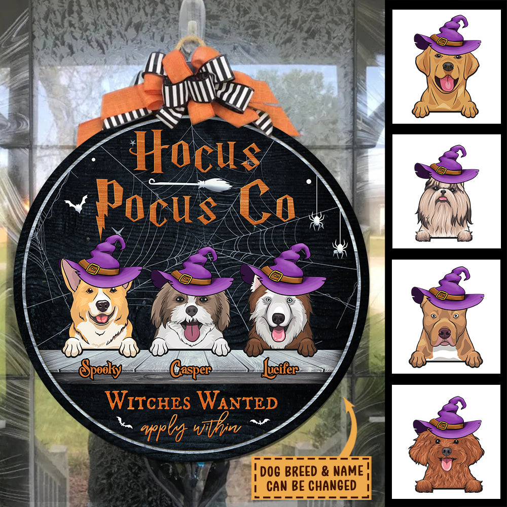 Halloween For Dogs - Hocus Pocus Co - Witches Wanted Apply Within - Funny Personalized Door Sign, Halloween Ideas.
