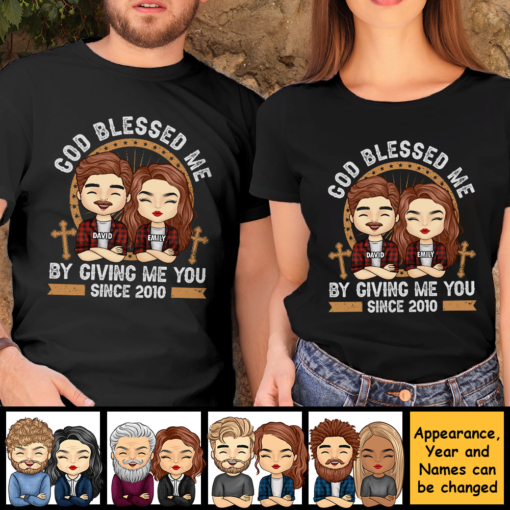 Dieu m'a béni en me donnant toi - T-shirt unisexe personnalisé, sweat à capuche, sweat-shirt - Cadeau pour couple, mari, femme, anniversaire, fiançailles, mariage, cadeau de mariage