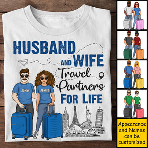 Partenaires de voyage mari et femme - T-shirt et sweat à capuche unisexe personnalisé - Cadeau pour couple