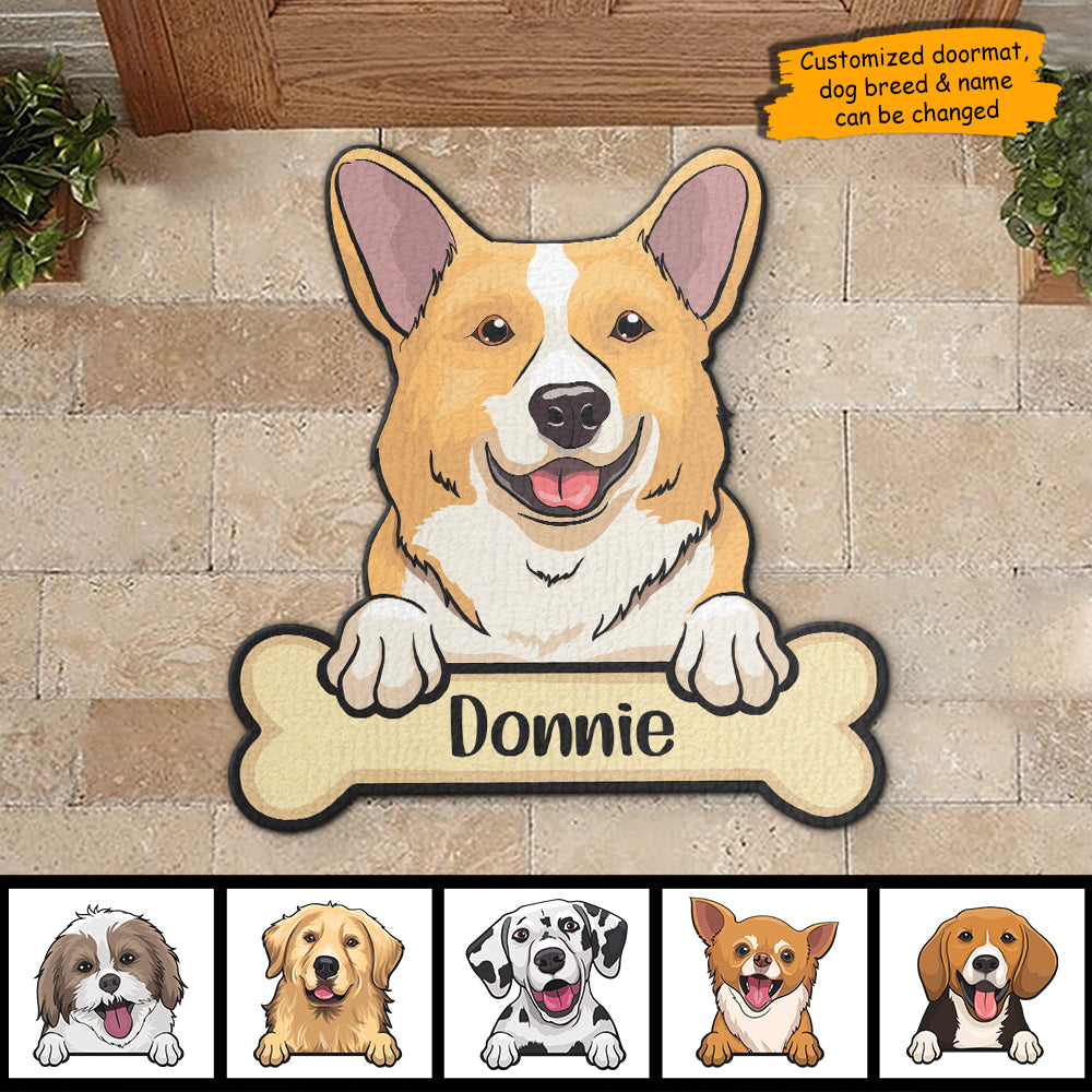 Cute Dog Peeking - Personalized Custom Shaped Decorative Mat.