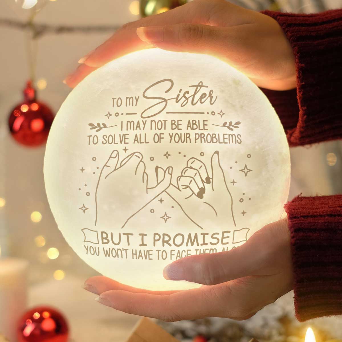Sœur, tu n'auras pas à les affronter seule - Lampe de lune - Cadeau pour meilleure amie, meilleure amie, sœur, cadeau d'anniversaire pour meilleure amie et amie, cadeau de Noël