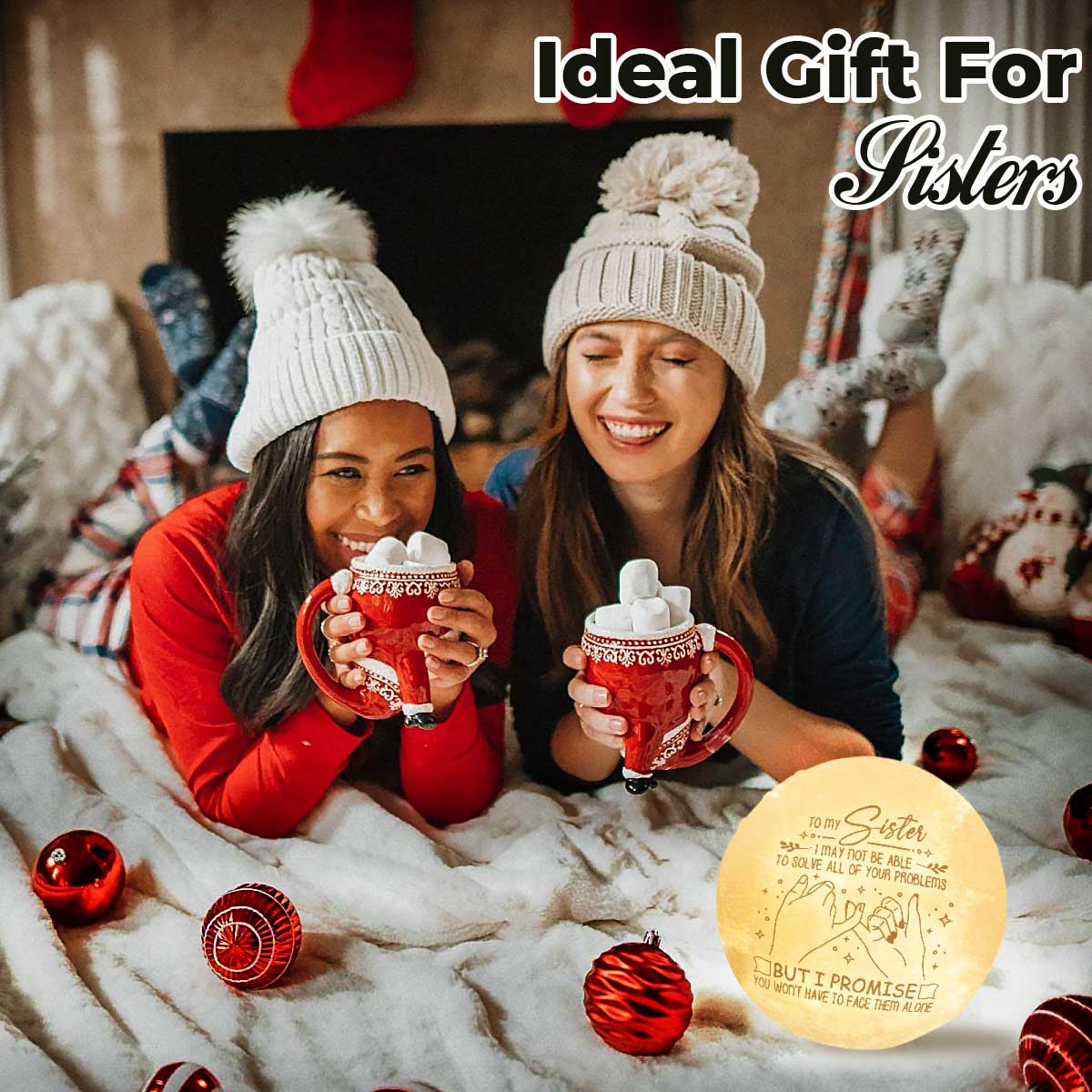 Sœur, tu n'auras pas à les affronter seule - Lampe de lune - Cadeau pour meilleure amie, meilleure amie, sœur, cadeau d'anniversaire pour meilleure amie et amie, cadeau de Noël
