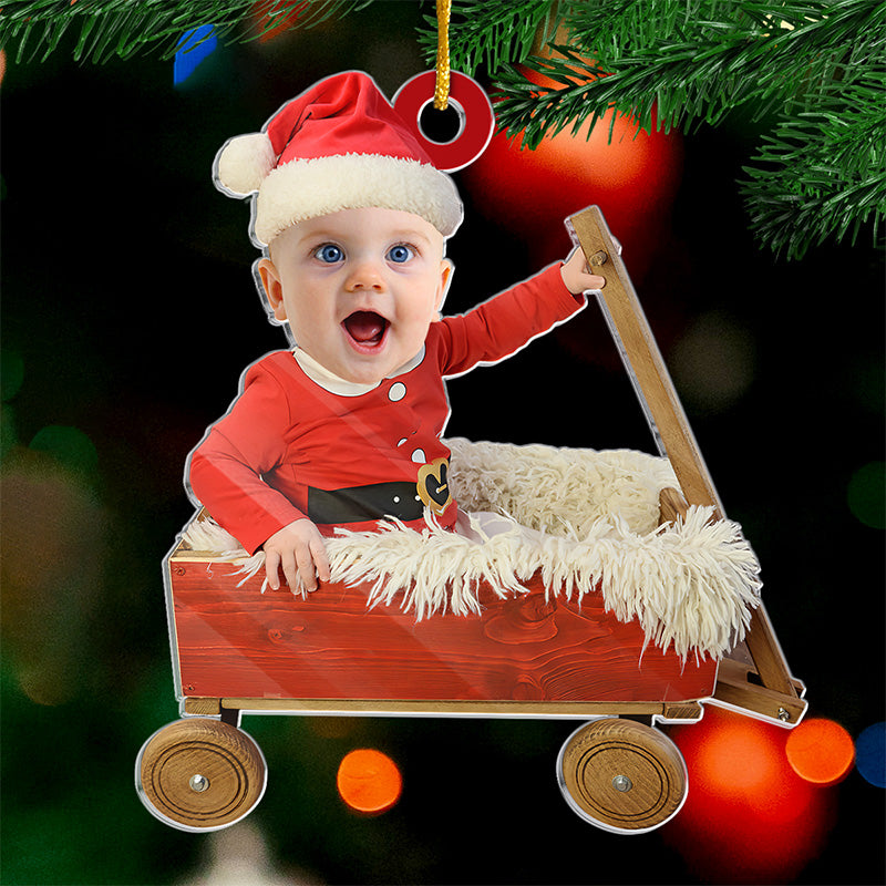 Photo personnalisée « Soyez heureux mon bébé » - Ornement personnalisé familial personnalisé - Forme personnalisée en acrylique - Cadeau de Noël pour bébé, enfant, nouveau-né