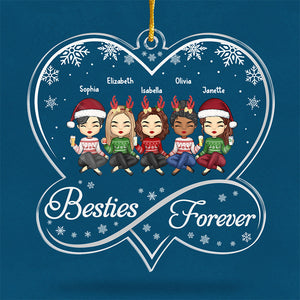 Always My Sister Forever My Friend - Bestie Personalized Custom Ornament - Acrylic Infinity Heart Shaped - Christmas Gift For Best Friends, BFF, Sisters