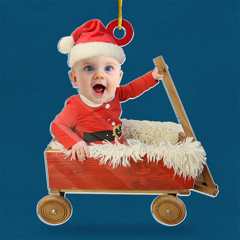 Photo personnalisée « Soyez heureux mon bébé » - Ornement personnalisé familial personnalisé - Forme personnalisée en acrylique - Cadeau de Noël pour bébé, enfant, nouveau-né