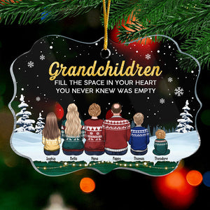 Petits-enfants comblent l'espace de votre cœur - Ornement personnalisé pour la famille - Forme Benelux en acrylique - Cadeau de Noël pour les membres de la famille