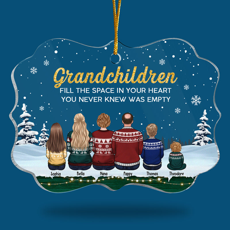 Petits-enfants comblent l'espace de votre cœur - Ornement personnalisé pour la famille - Forme Benelux en acrylique - Cadeau de Noël pour les membres de la famille