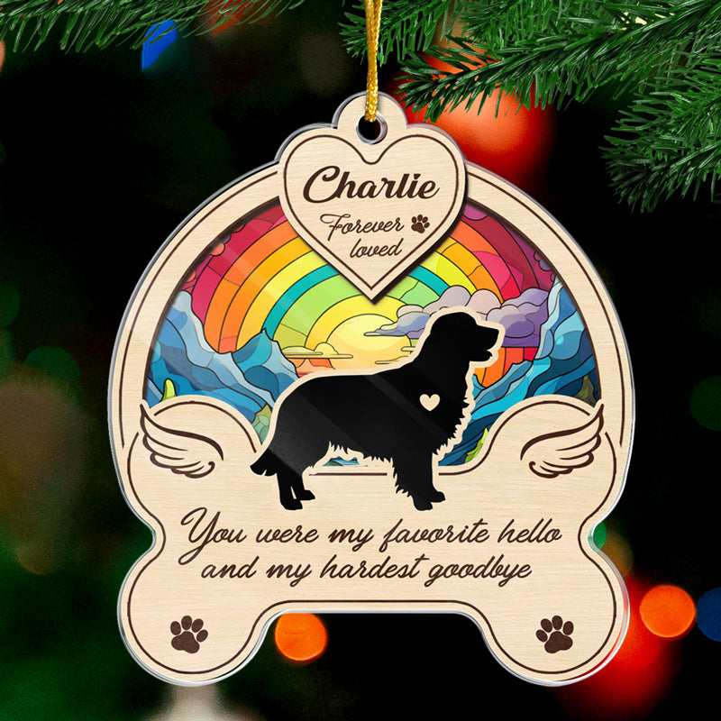 Plus à nos côtés, mais pour toujours dans nos cœurs - Ornement commémoratif personnalisé - Forme personnalisée en acrylique - Cadeau de Noël, cadeau de condoléances pour les propriétaires d'animaux et les amoureux des animaux