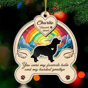 Plus à nos côtés, mais pour toujours dans nos cœurs - Ornement commémoratif personnalisé - Forme personnalisée en acrylique - Cadeau de Noël, cadeau de condoléances pour les propriétaires d'animaux et les amoureux des animaux
