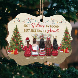 Pas sœurs de sang - Décoration de Noël personnalisée en bois/aluminium en forme de Benelux - Cadeau pour meilleure amie, meilleure amie, sœur, cadeau d'anniversaire pour meilleure amie et amie, cadeau de Noël