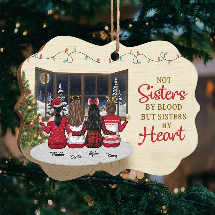 Sœurs de cœur - Décoration de Noël personnalisée en bois en forme de Benelux - Cadeau pour meilleure amie, meilleure amie, sœur, cadeau d'anniversaire pour meilleure amie et amie, cadeau de Noël
